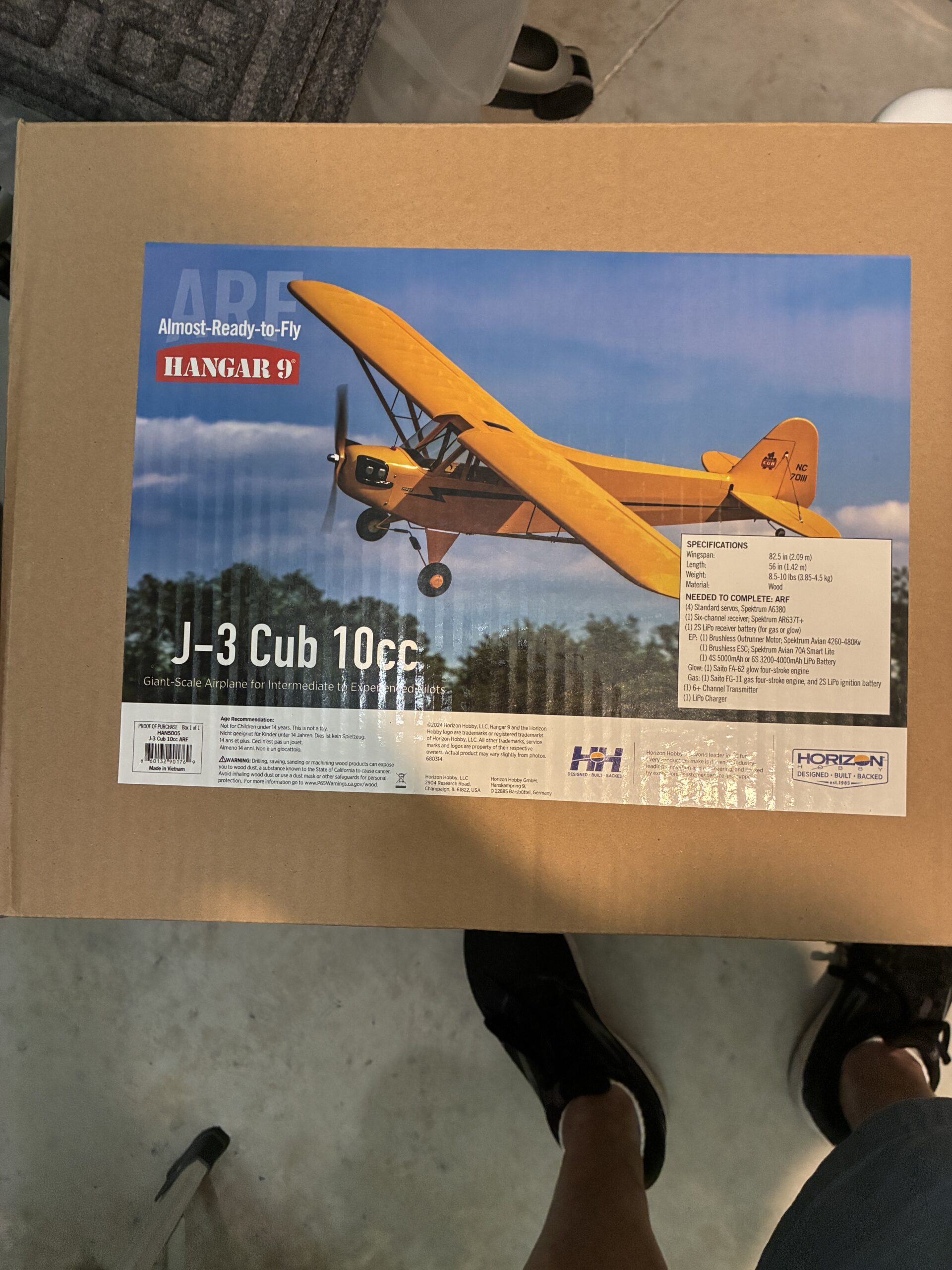 HANGER 9 J-3 CUB 10CC “NEW IN BOX”-NEW EXTRA FUSELAGE, ELEVATOR, WING TUBE, HARDWARE PACK** ALL INCLUDED**