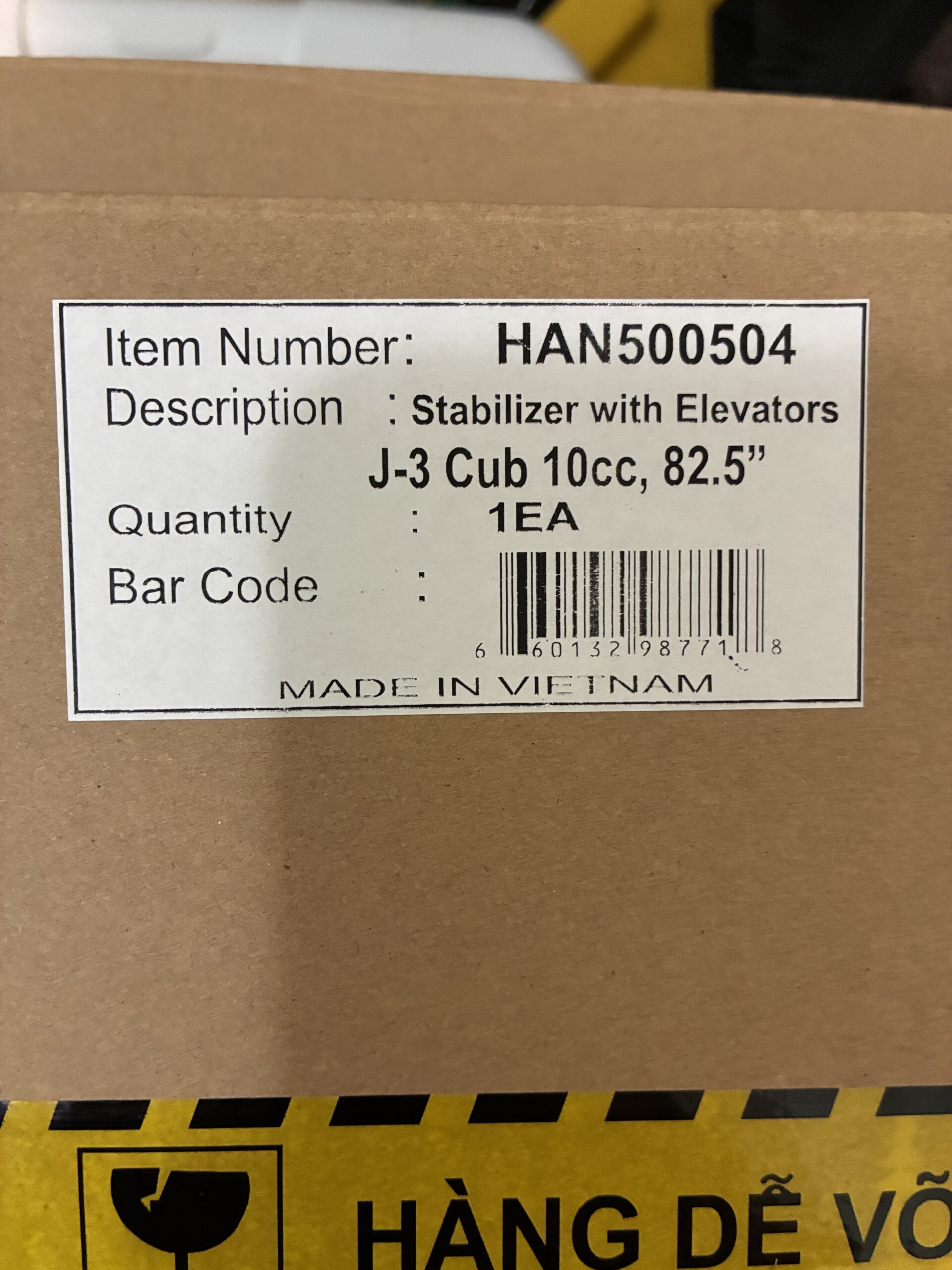HANGER 9 J-3 CUB 10CC “NEW IN BOX”-NEW EXTRA FUSELAGE, ELEVATOR, WING TUBE, HARDWARE PACK** ALL INCLUDED**