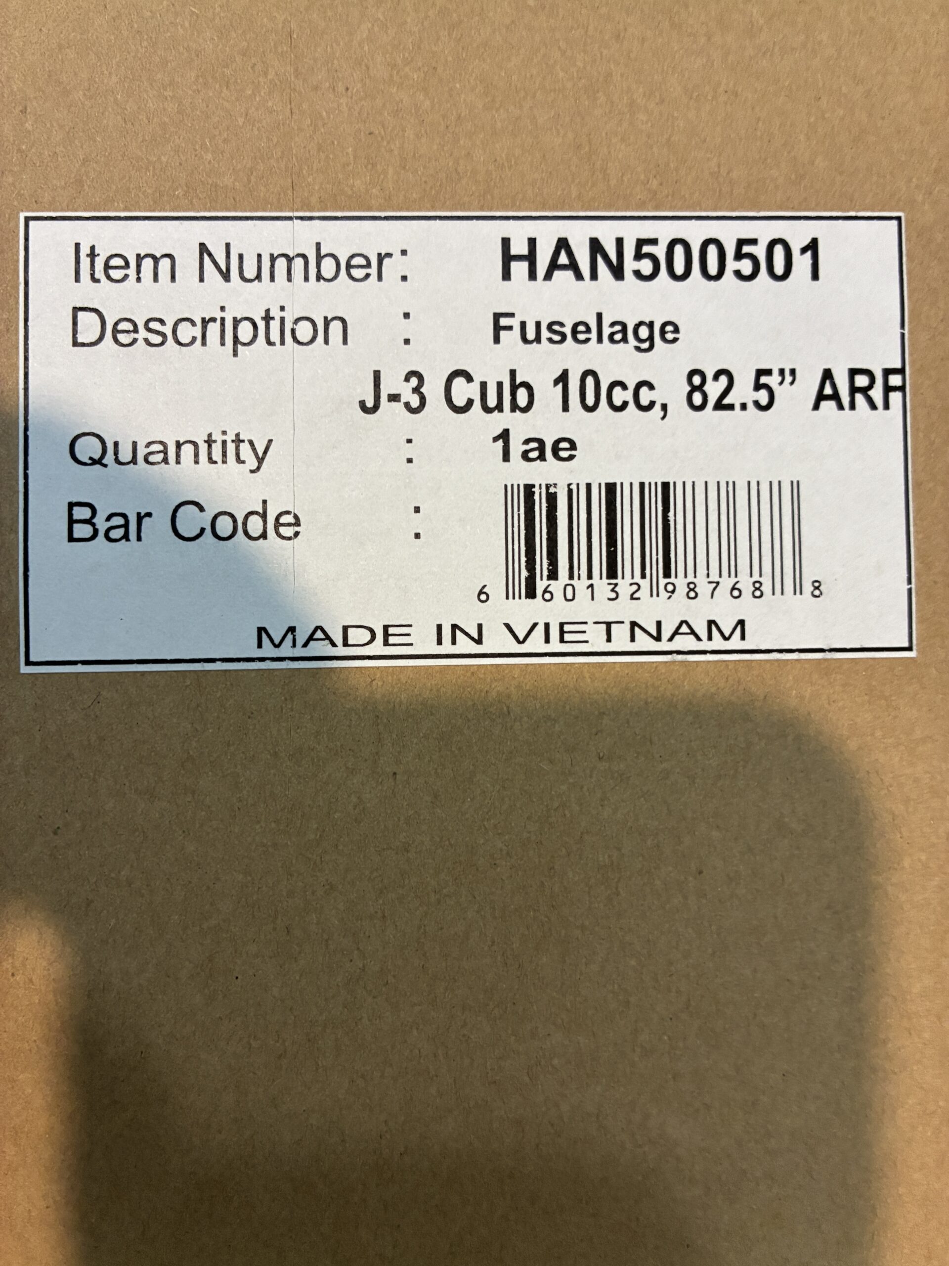 HANGER 9 J-3 CUB 10CC “NEW IN BOX”-NEW EXTRA FUSELAGE, ELEVATOR, WING TUBE, HARDWARE PACK** ALL INCLUDED**